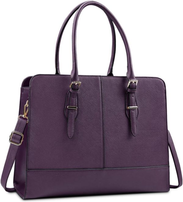 Laptop Bag for Women Leather 15.6 Inch Laptop Work Tote for Computer Bag Waterproof Business Office Professional Large Capacity Handbag School Shoulder Bag