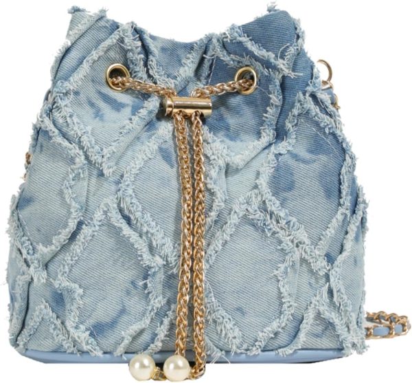 Denim Bucket Bag, Jean  for Women Denim Crossbody Bags  Bag Drawstring Handbag