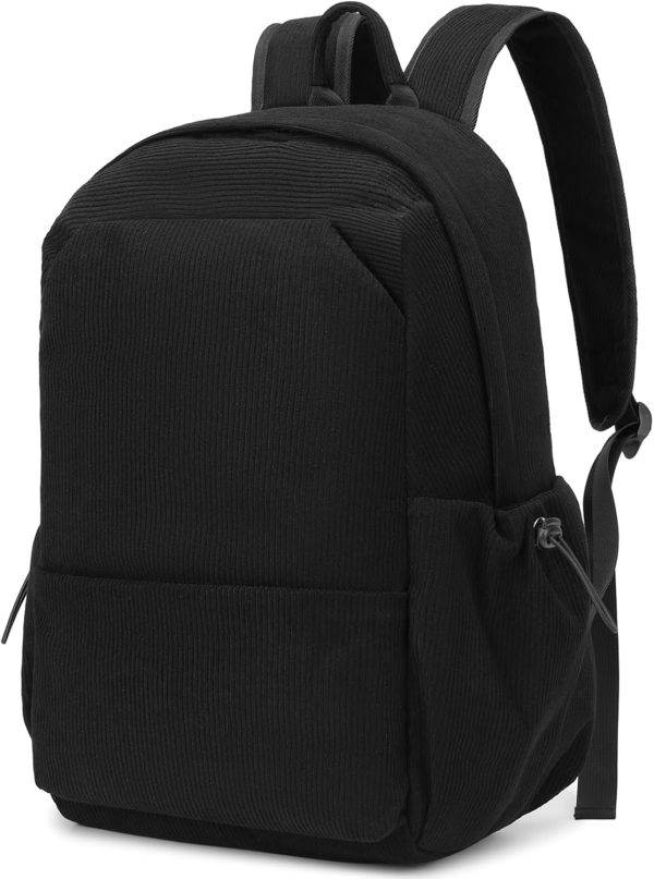 Laptop Backpack for Women and Men, Waterproof Lightweight Travel Daily Rucksack Casual 15.6 inches Computer Bags for , Black Corduroy