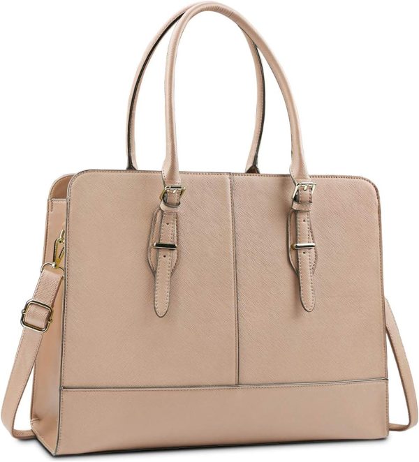 Laptop Bag for Women Leather Work Tote 15.6 Inch Laptop for Computer Bag Waterproof Business Office Professional Large Capacity Handbag Shoulder Bag khaki