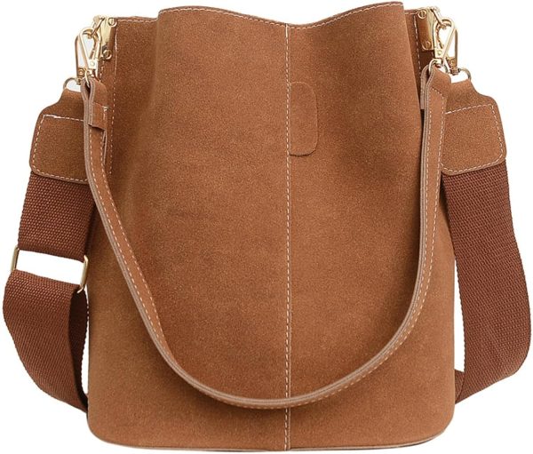 Leather Bucket Bag Women  Fall Fashion Matte Finish Tote Shoulder Crossbody Handbag Work Casual Daily Everyday Wear