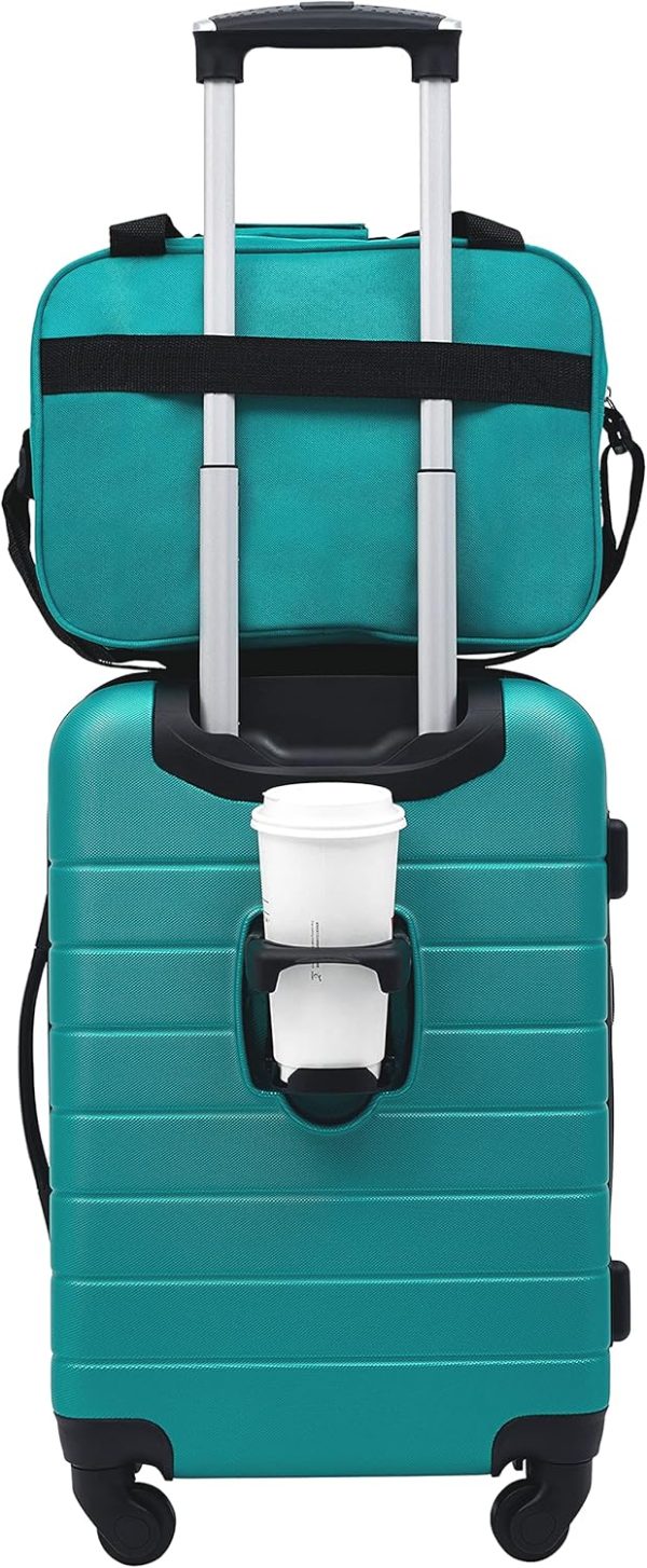 Smart Luggage Cup Holder and USB Port, Teal, 2 Piece Set