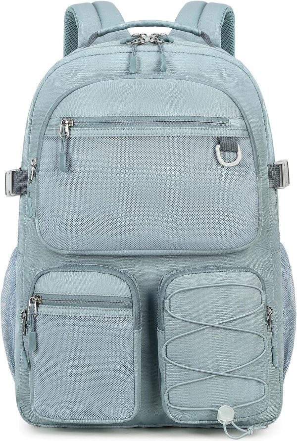 Water Resistant Backpack with Mulitiple Pockets for  Travel Outdoor , 15.6 inch Laptop Daypack for Men and Women (Grey Blue)